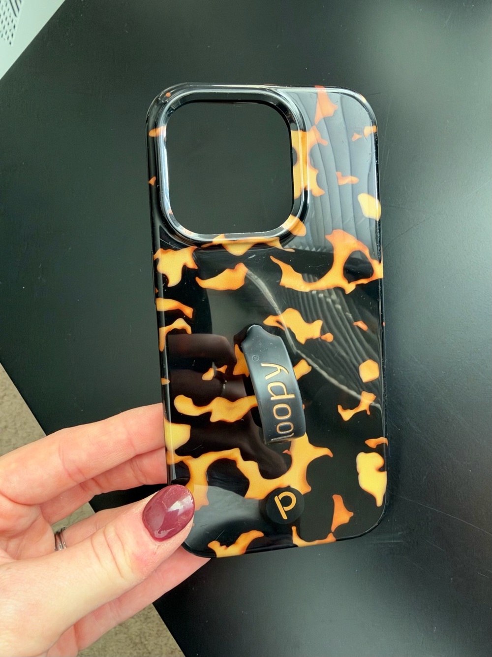 Loopy Case Black with Amber Tortoiseshell Pattern Phone Case